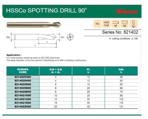 4mm HSSCo8 90 Grados NC Spot Spotting Drill